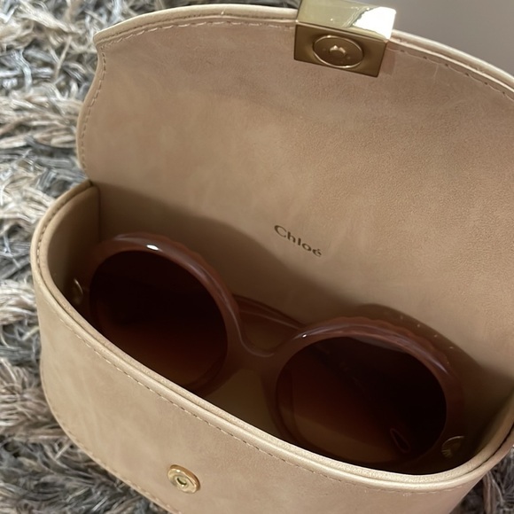 New Chloe Pink Round Lens Sunglasses in original case and box